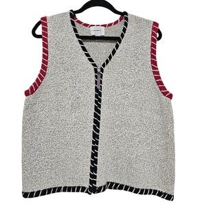 Christopher Banks 2004 Y2K Chunky Knit Zip Vest Textured Boho Coastal XL Granola